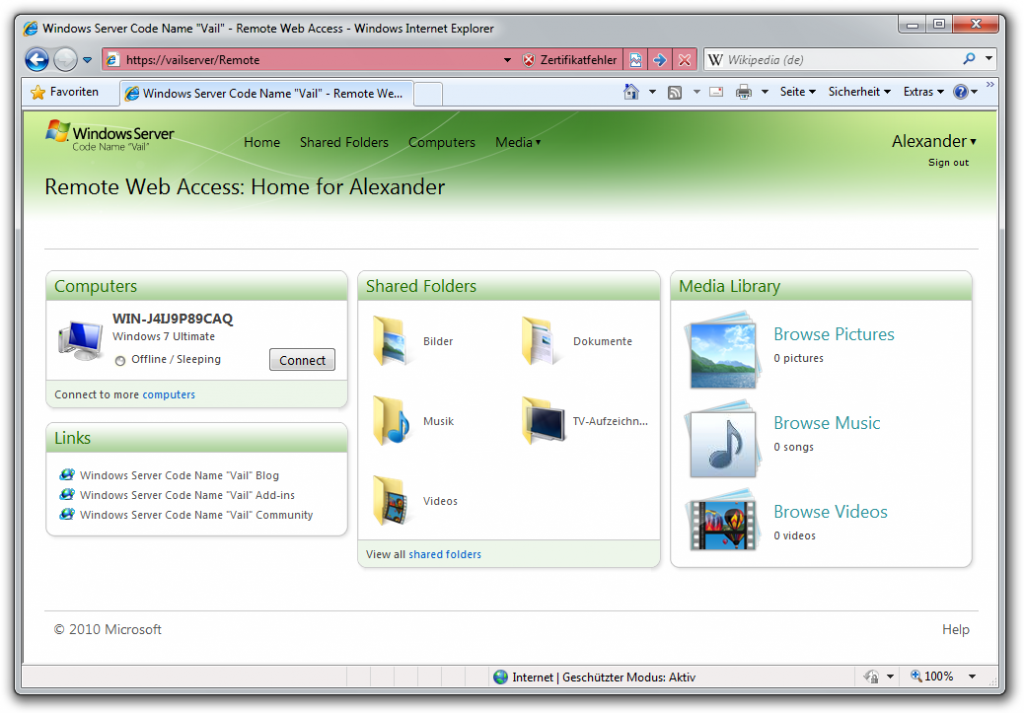 Beta Refresh von Windows Home Server Codename “Vail” – Home Server Blog