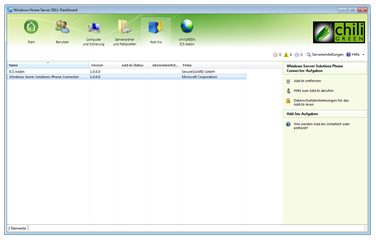 Windows Home Server 2011-Dashboard